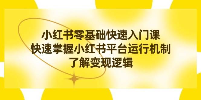 小红书0基础快速入门课，快速掌握小红书平台运行机制，了解变现逻辑|琦哥资源