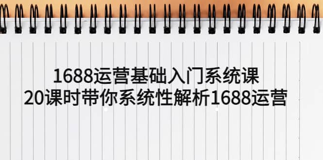 1688运营基础入门系统课，20课时带你系统性解析1688运营|琦哥资源