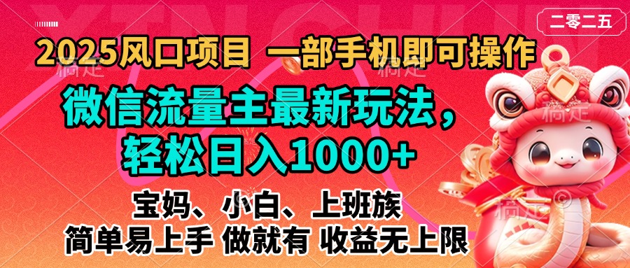 2025蓝海风口项目，微信流量主最新玩法，轻松日入1000+，简单易上手，做就有 收益无上限|琦哥资源