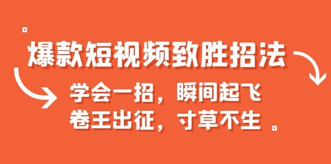 爆款短视频致胜招法，学会一招，瞬间起飞，卷王出征，寸草不生|琦哥资源