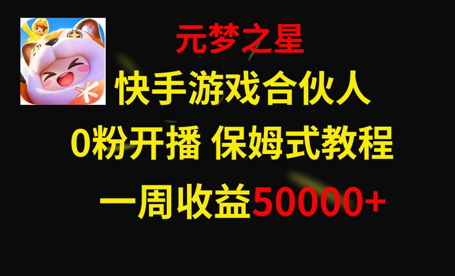 快手游戏新风口，元梦之星合伙人，一周收入50000+|琦哥资源