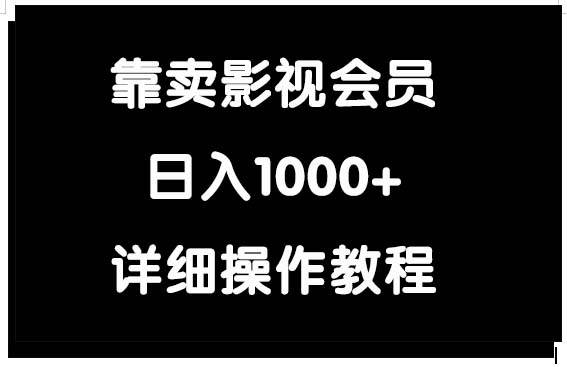 靠卖影视会员，日入1000+|琦哥资源