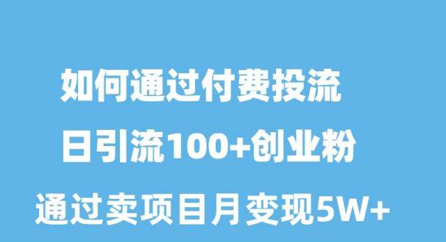 如何通过付费投流日引流100+创业粉月变现5W+|琦哥资源