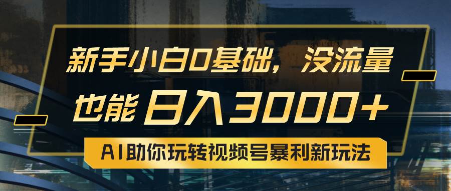 小白0基础，没流量也能日入3000+：AI助你玩转视频号暴利新玩法|琦哥资源