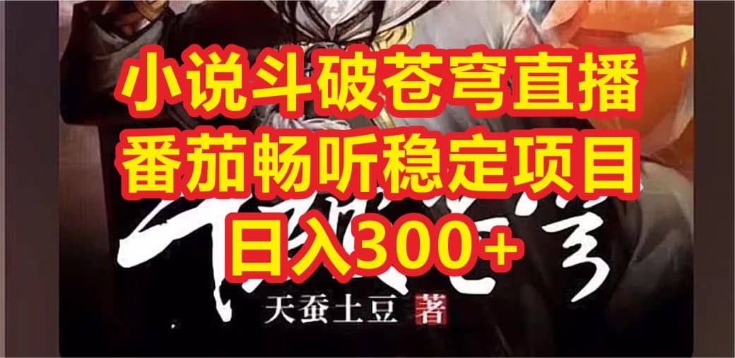 小说斗破苍穹直播，番茄畅听日入300+稳定项目|琦哥资源