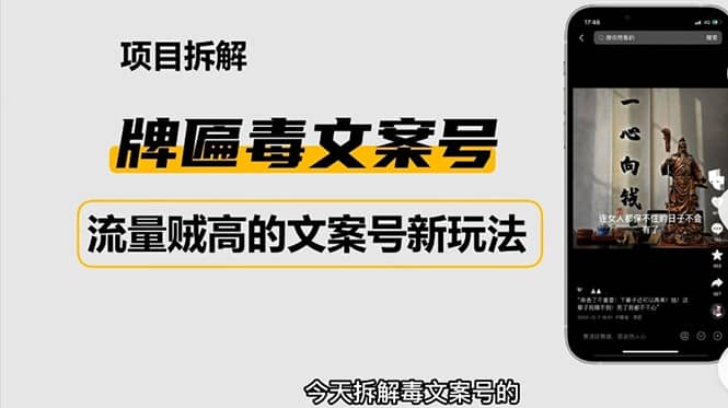 2023抖音快手毒文案新玩法，牌匾文案号，起号快易变现|琦哥资源