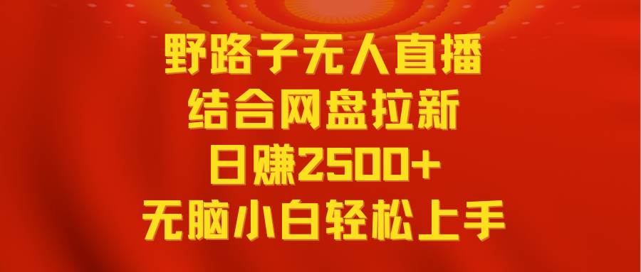 无人直播野路子结合网盘拉新，日赚2500+多平台变现，小白无脑轻松上手操作|琦哥资源