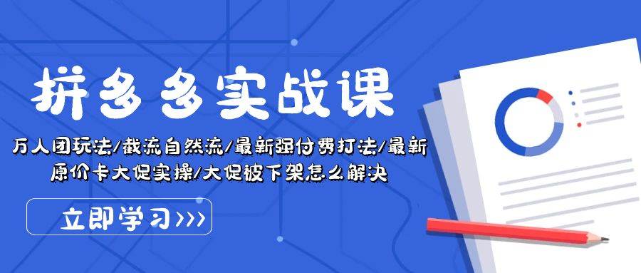 拼多多·实战课：万人团玩法/截流自然流/最新强付费打法/最新原价卡大促..|琦哥资源