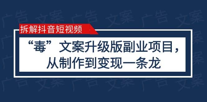 拆解抖音短视频：“毒”文案升级版副业项目，从制作到变现（教程+素材）|琦哥资源