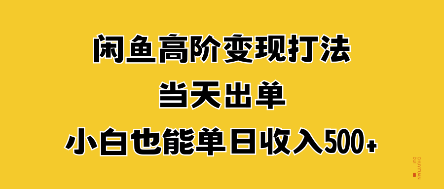 闲鱼高阶变现打法，当天出单，小白也能单日收入500+|琦哥资源