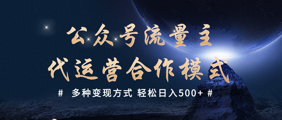 公众号流量主代运营  多种变现方式 轻松日入500+|琦哥资源