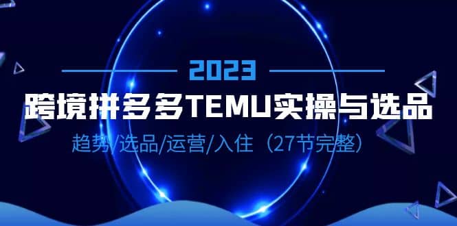 2023跨境·拼多多·TEMU实操与选品，趋势·选品·运营·入住（27节完整）|琦哥资源