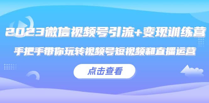 2023微信视频号引流+变现训练营：手把手带你玩转视频号短视频和直播运营|琦哥资源
