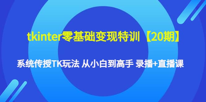 tkinter零基础变现特训【20期】系统传授TK玩法 从小白到高手 录播+直播课|琦哥资源