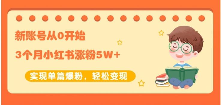 新账号从0开始3个月小红书涨粉5W+实现单篇爆粉，轻松变现（干货）|琦哥资源