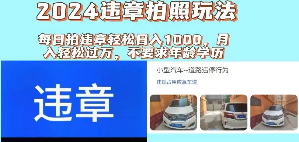 2024违章拍照新玩法，推广躺赚+拍照赚钱双模式，日入1000+|琦哥资源