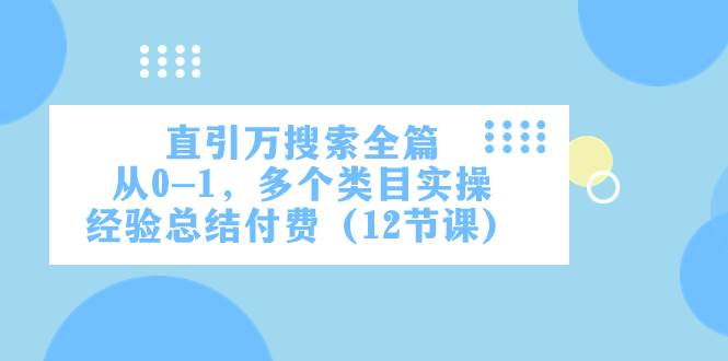 直引万·搜索全篇，从0-1，多个类目实操经验总结付费（12节课）|琦哥资源