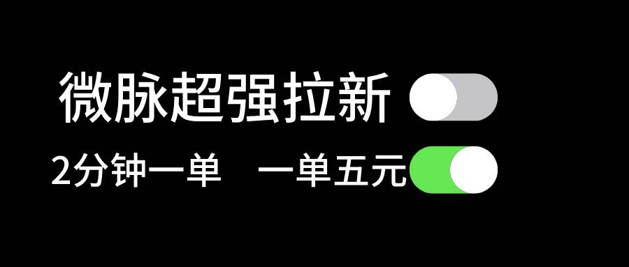 微脉超强拉新， 两分钟1单， 一单利润5块，适合小白|琦哥资源