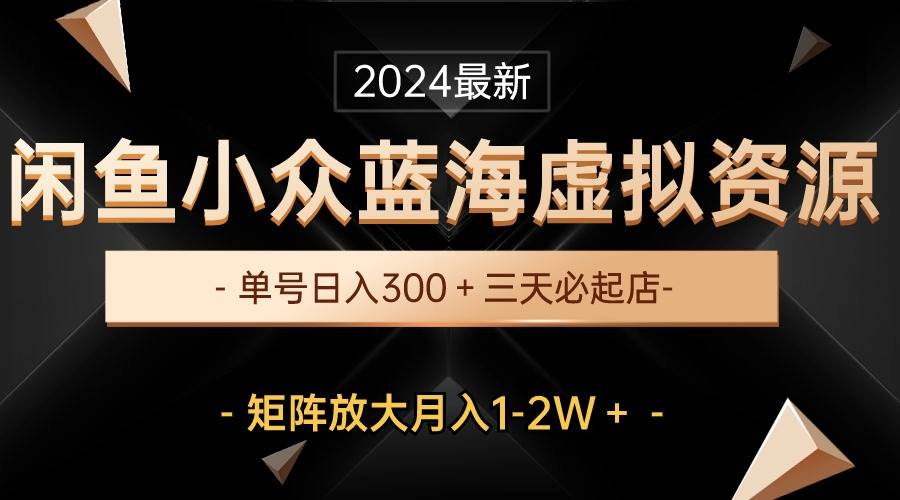 最新闲鱼小众蓝海虚拟资源，单号日入300＋，三天必起店，矩阵放大月入1-2W|琦哥资源