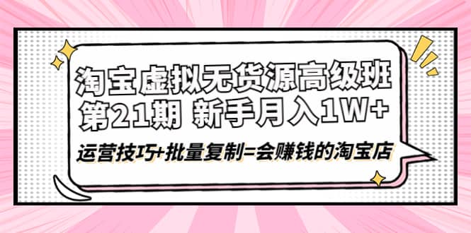淘宝虚拟无货源高级班【第21期】运营技巧+批量复制=会赚钱的淘宝店|琦哥资源