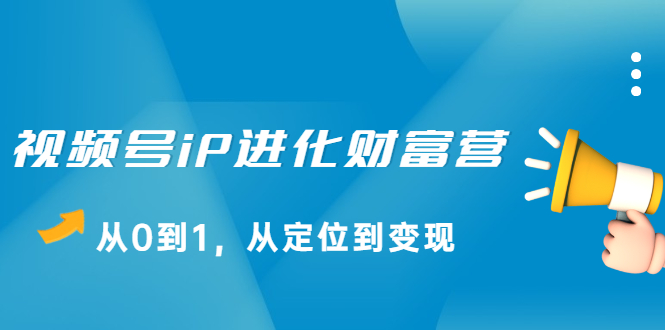 视频号iP进化财富营第1期，21天从0到1，从定位到变现|琦哥资源