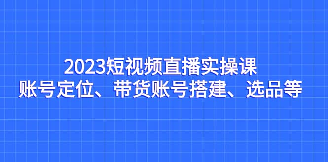 2023短视频直播实操课，账号定位、带货账号搭建、选品等|琦哥资源