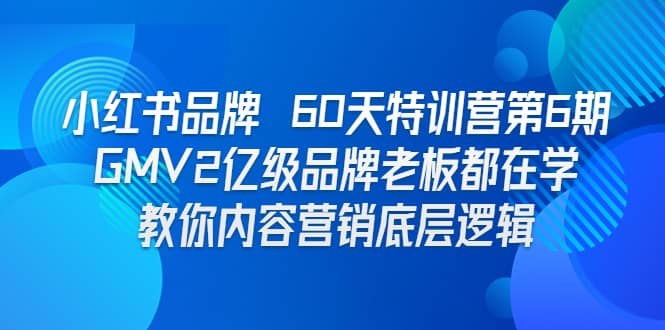 小红书品牌 60天特训营第6期 GMV2亿级品牌老板都在学 教你内容营销底层逻辑|琦哥资源