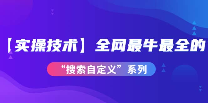 【实操技术】全网最牛最全的“搜索自定义”系列！价值698元|琦哥资源