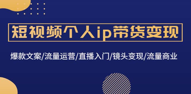 短视频个人ip带货变现：爆款文案/流量运营/直播入门/镜头变现/流量商业|琦哥资源