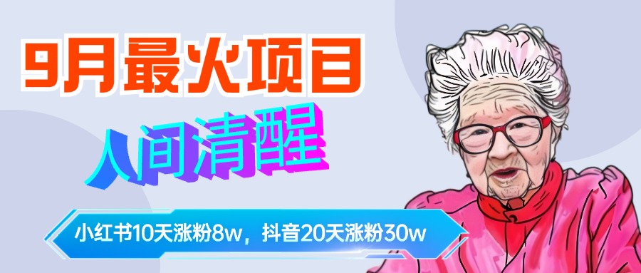 9月最火项目，人间清醒柒奶奶，10天小红薯涨粉8w+，单篇笔记报价1400.|琦哥资源