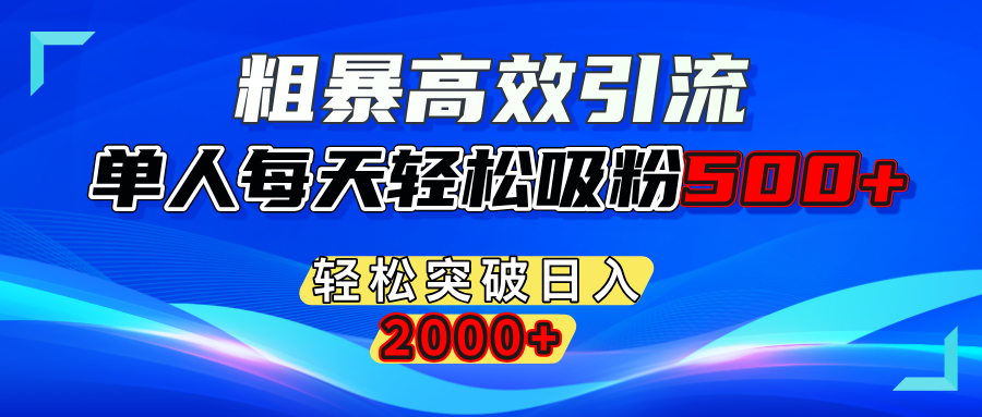 粗暴高效引流,单人每天轻松吸粉500+,轻松突破日入2000+|琦哥资源