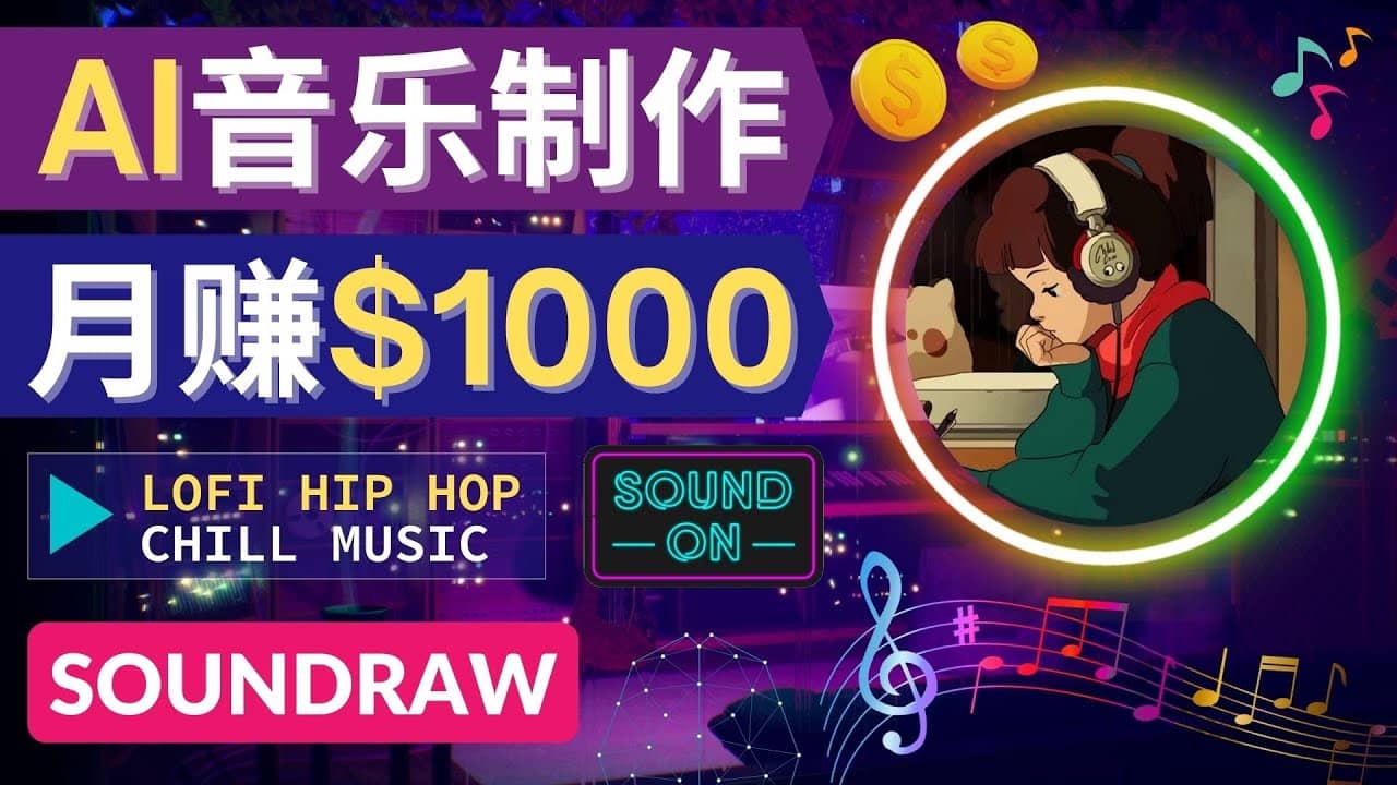 无需任何音乐基础： 使用AI软件制作Lofi Hip Hop Chill Music 月赚1000美元|琦哥资源