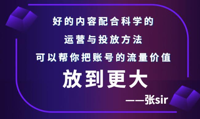 张sir账号流量增长课，告别海王流量，让你的流量更精准|琦哥资源