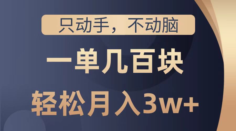 只动手不动脑，一单几百块，轻松月入2w+，看完就能直接操作，详细教程|琦哥资源