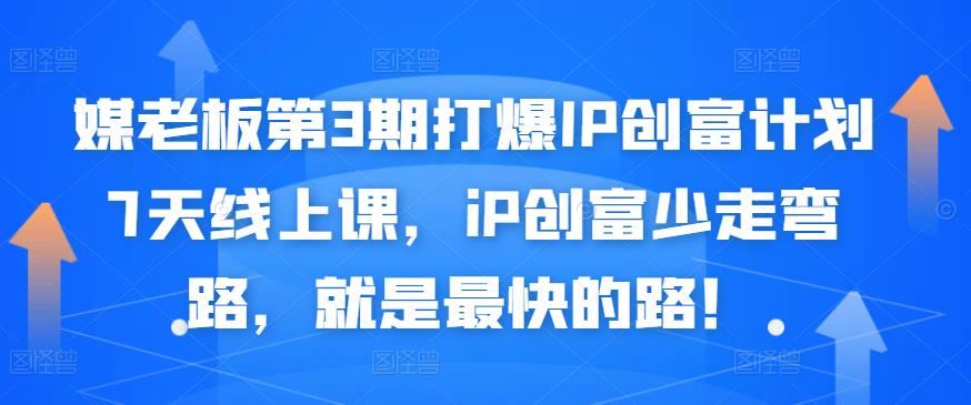 媒老板第3期打爆IP创富计划7天线上课，iP创富少走弯路，就是最快的路！|琦哥资源