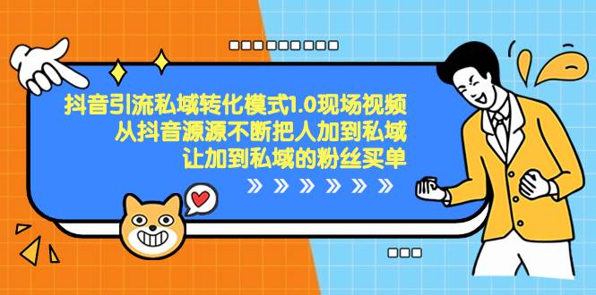 抖音-引流私域转化模式1.0现场视频，从抖音源源不断把人加到私域，让加到私域的粉丝买单|琦哥资源