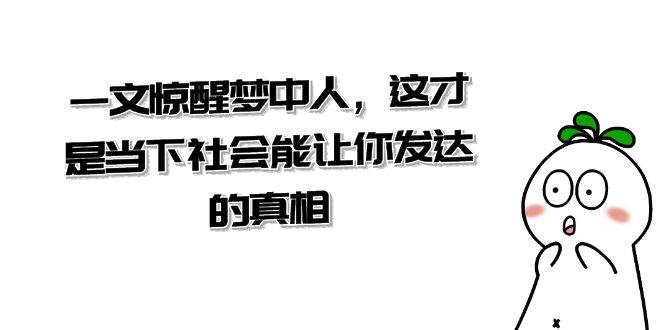 某公众号付费文章《一文 惊醒梦中人，这才是当下社会能让你发达的真相》|琦哥资源