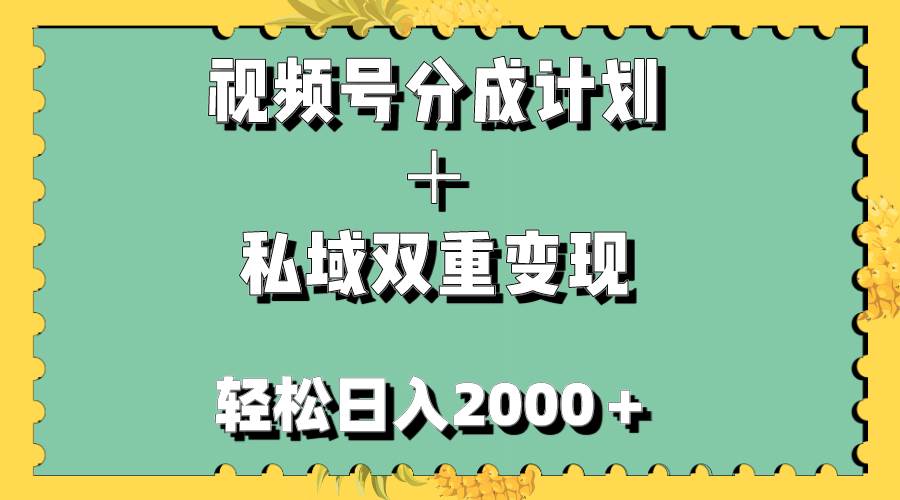 视频号分成计划＋私域双重变现，轻松日入1000＋，无任何门槛，小白轻松上手|琦哥资源