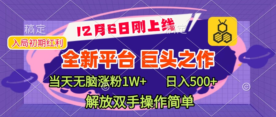 全新引流平台，巨头之作，当天无脑涨粉1W+，日入现500+，解放双手操作简单|琦哥资源