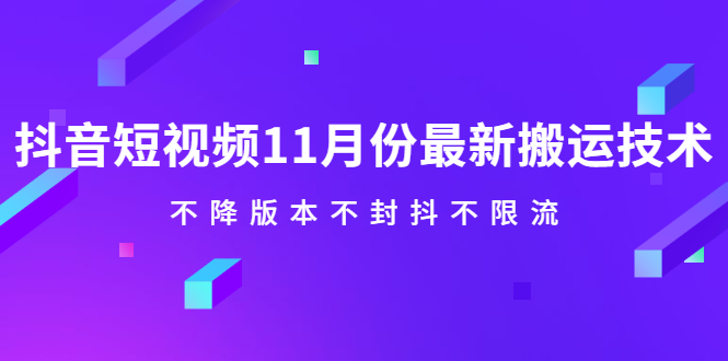 抖音短视频11月份最新搬运技术，不降版本不封抖不限流！【视频课程】|琦哥资源