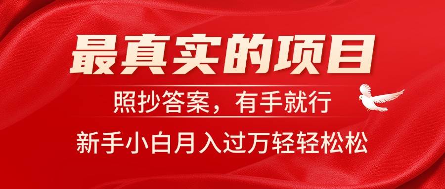 最真实的项目，照抄答案，有手就行，新手小白月入过万轻轻松松|琦哥资源