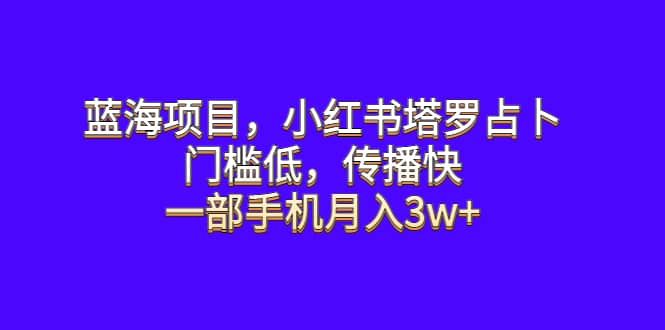 蓝海项目，小红书塔罗占卜，门槛低，传播快，一部手机月入3w+|琦哥资源