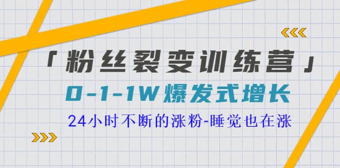 「粉丝裂变训练营」0-1-1w爆发式增长，24小时不断的涨粉-睡觉也在涨-16节课|琦哥资源