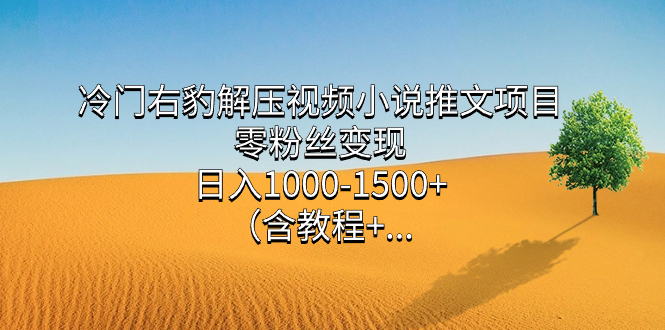 冷门右豹解压视频小说推文项目，零粉丝变现，日入1000-1500+（含教程）|琦哥资源
