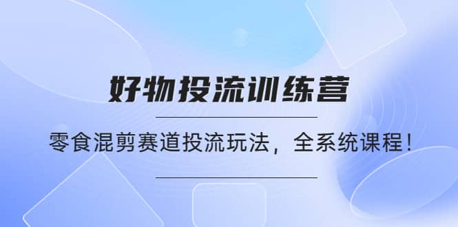 好物推广投流训练营：零食混剪赛道投流玩法，全系统课程|琦哥资源