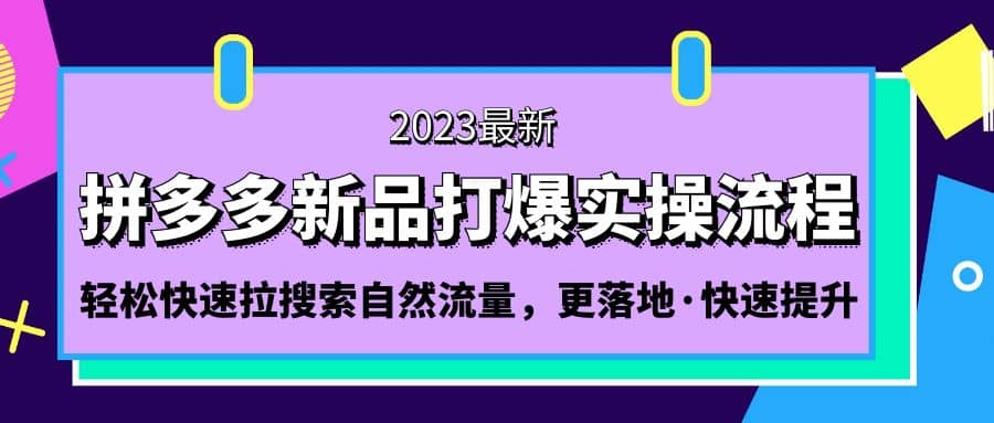 拼多多-新品打爆实操流程：轻松快速拉搜索自然流量，更落地·快速提升|琦哥资源