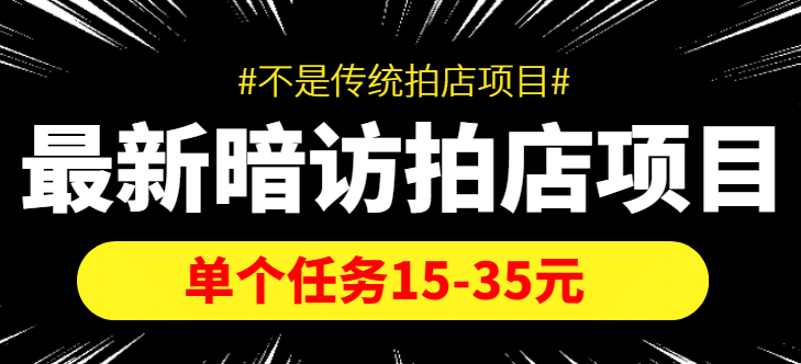 【信息差项目】最新暗访拍店项目，单个任务15-35元（不是传统拍店项目）|琦哥资源