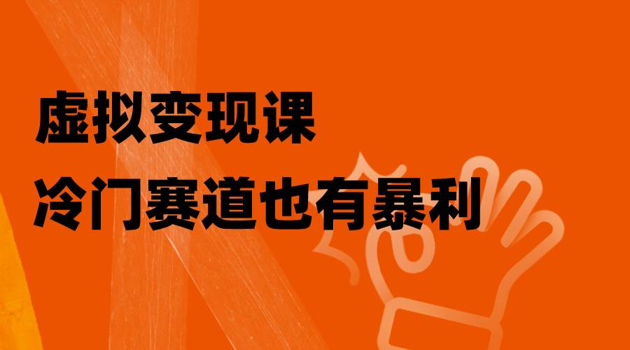 虚拟变现课，冷门赛道也有暴利，手把手教你玩转冷门私域|琦哥资源