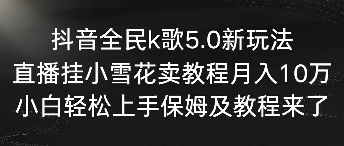抖音全民k歌5.0新玩法，直播挂小雪花卖教程月入10万，小白轻松上手，保…|琦哥资源