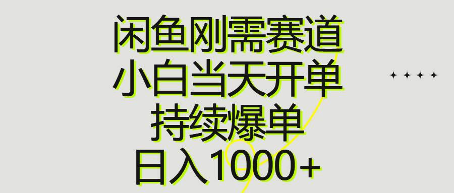 闲鱼刚需赛道，小白当天开单，持续爆单，日入1000+|琦哥资源